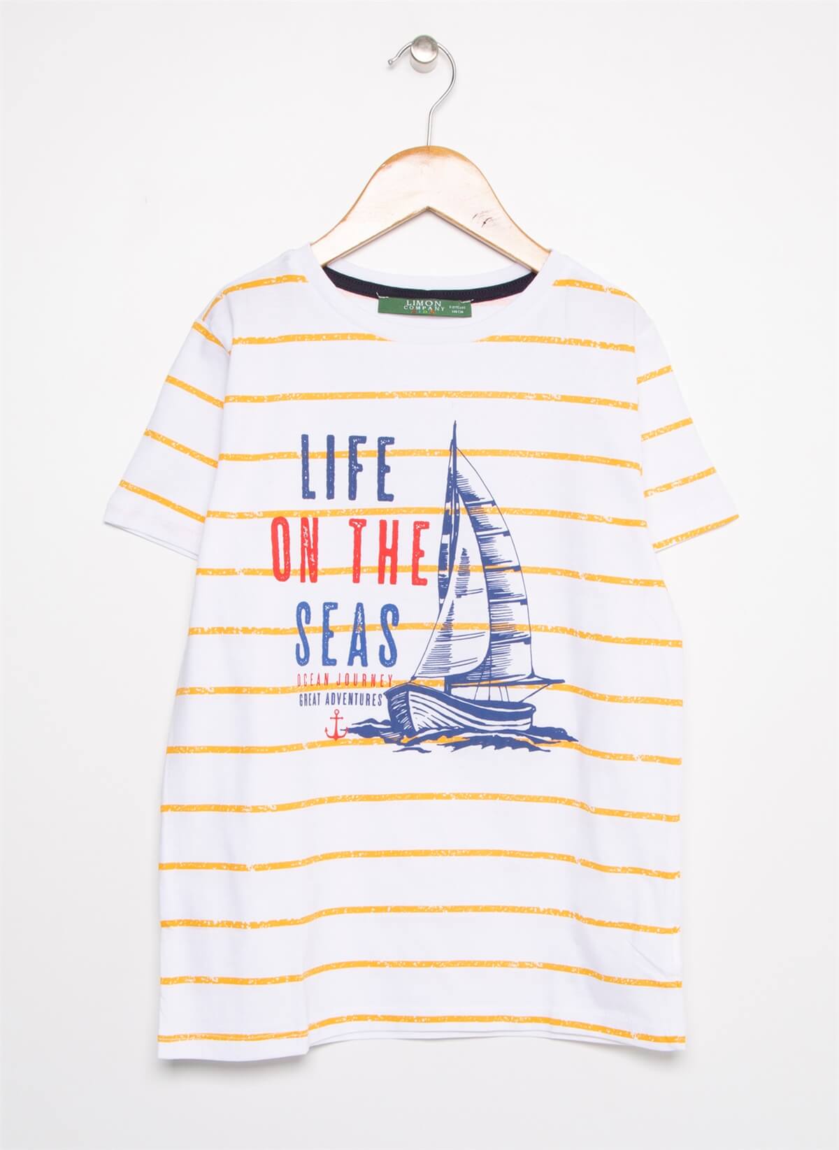 Limon Mrn-16 Life On The Seas Çizgili Erkek Çocuk Tişört
