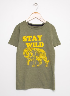 Limon Wilds Boy D1 Stay Wild Kaplan Baskılı Erkek Çocuk Tişört - Thumbnail
