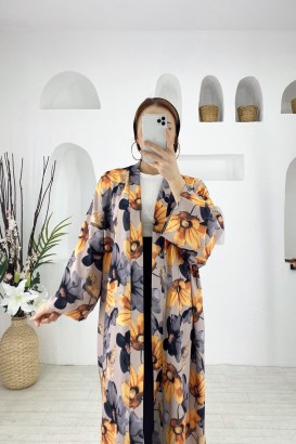 Line 2270 Çiçek Desenli Kimono Kadın Kimono - Thumbnail