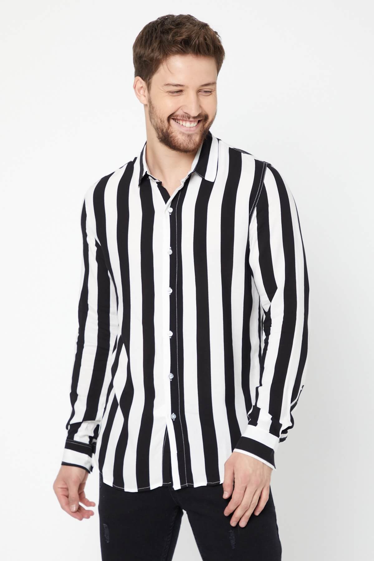 Marrakech Baskılı Viskon Uzun Kollu Gömlek Erkek Gömlek