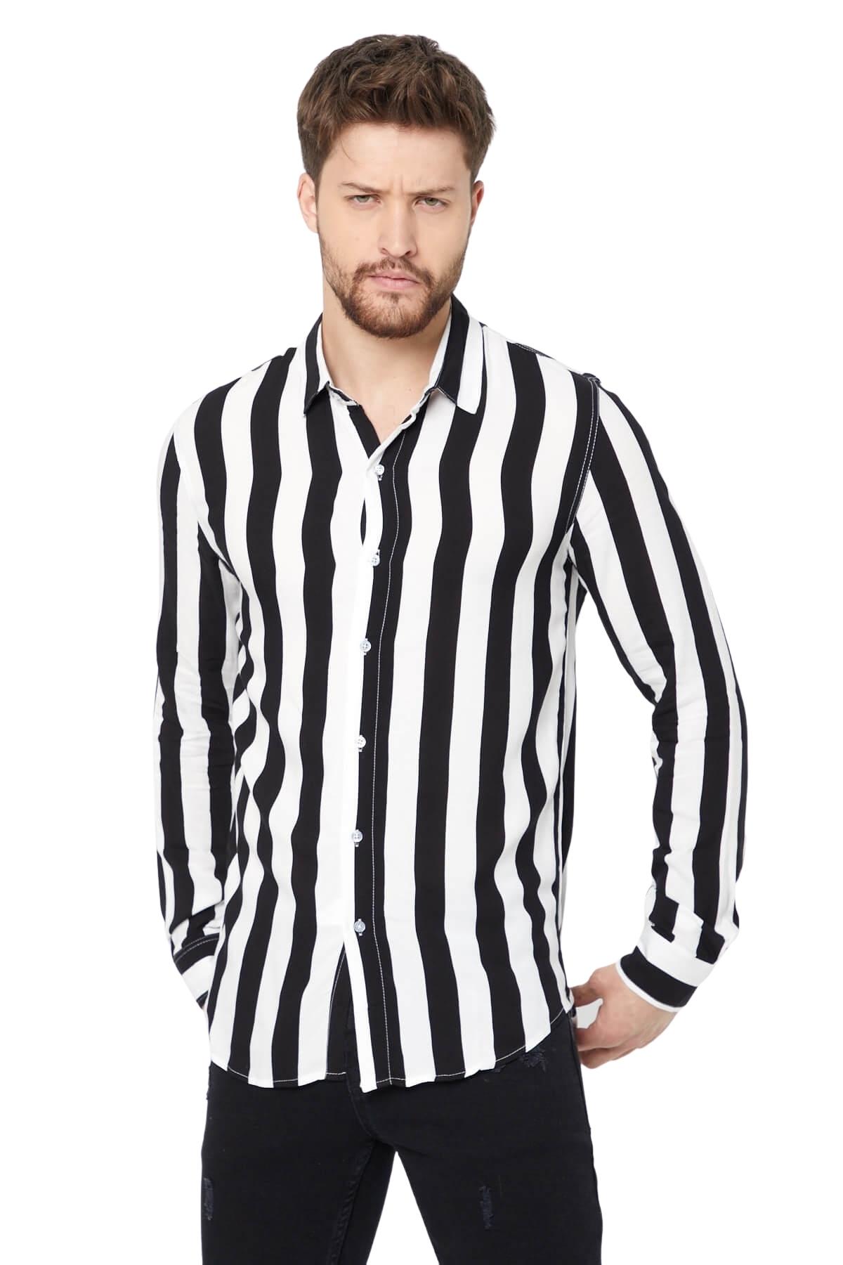 Marrakech Baskılı Viskon Uzun Kollu Gömlek Erkek Gömlek