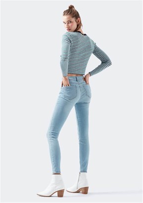 Mavi Jeans Adriana Ankle Lt Blue Str Açık Mavi Kısa Paça Kadın Kot Pantolon - Thumbnail