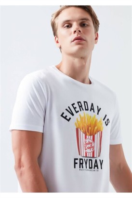 Mavi Jeans Everyday Baskılı Beyaz Kısa Kol Erkek Tişört - Thumbnail