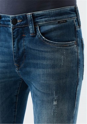 Mavi Jeans James Deep Mavi Eskitme Hafif Tırnak Model Erkek Kot Pantolon - Thumbnail