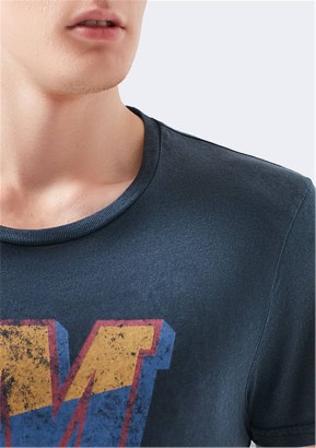 Mavi Jeans M Printed Tee Total Eclipse Lacivert Kısa Kol Erkek Tişört - Thumbnail
