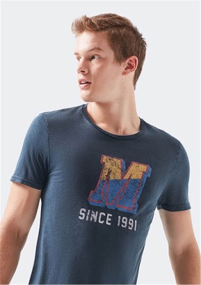 Mavi Jeans M Printed Tee Total Eclipse Lacivert Kısa Kol Erkek Tişört - Thumbnail