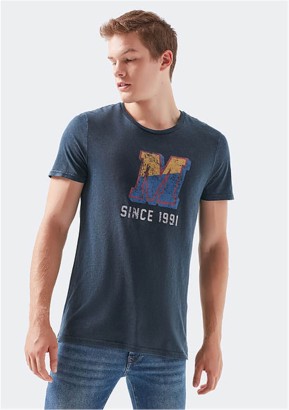 Mavi Jeans M Printed Tee Total Eclipse Lacivert Kısa Kol Erkek Tişört - Thumbnail