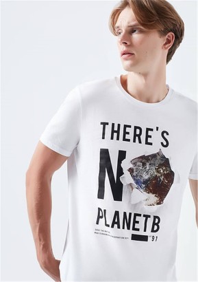 Mavi Jeans There İs No Planet Bee Baskılı Beyaz Kısa Kol Tişört - Thumbnail