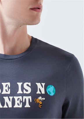 Mavi Jeans There Is No Planet Bee Baskılı Gri Erkek Tişört - Thumbnail