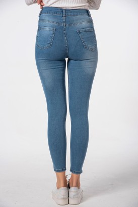 Modalisa Açık Mavi Dar Kesim Yırtık Model Kadın Kot Pantolon - Thumbnail