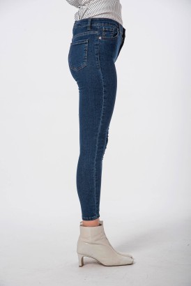 Modalisa Lacivert Slimfit Kesim Dar Paça Düz Kadın Kot Pantolon - Thumbnail