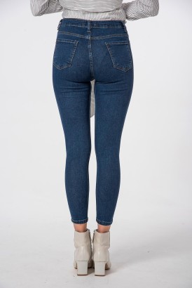 Modalisa Lacivert Slimfit Kesim Dar Paça Düz Kadın Kot Pantolon - Thumbnail