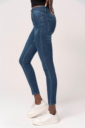 Modalisa Mavi Kalın Tırnak Model Normal Kalıp Kadın Kot Pantolon - Thumbnail