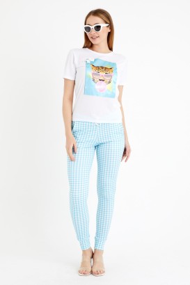 Oops 48460 Kaplan Baskılı Fiyonklu Kadın Pijama Takımı - Thumbnail