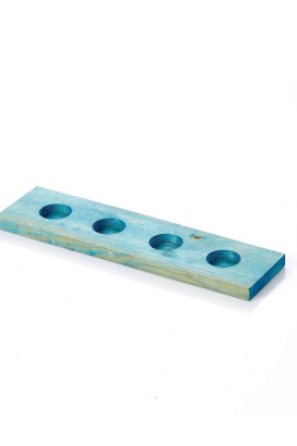 Teomi Collection Home Ahşap 4'lü Tealight Mumluk Mavi - Thumbnail