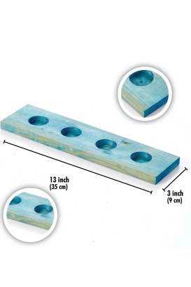Teomi Collection Home Ahşap 4'lü Tealight Mumluk Mavi - Thumbnail
