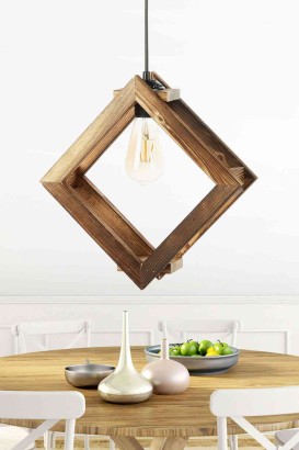 Teomi Collection Home Ahşap Dekoratif Kare Avize - Thumbnail