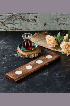 Teomi Collection Home Ahşap Kahverengirengi 4'lü Tealight Mumluk - Thumbnail