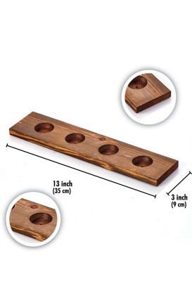 Teomi Collection Home Ahşap Kahverengirengi 4'lü Tealight Mumluk - Thumbnail