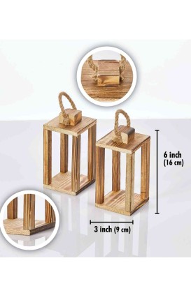 Teomi Collection Home Ahşap Mini Fener Mumluk - Thumbnail