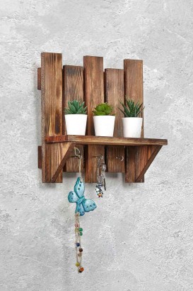 Teomi Collection Home Ahşap zikzak Kahverengi Çok Amaçlı Raf - Thumbnail