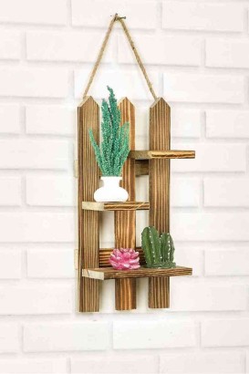 Teomi Collection Home Dekoratif Ahşap Çit Raf - Thumbnail