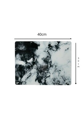 Teomi Collection Kithcen Mutfak Cam Kesim Tablası 2 Adet Beyaz Siyah desenli - Thumbnail