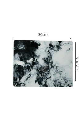 Teomi Collection Kithcen Mutfak Cam Kesim Tablası 2 Adet Beyaz Siyah desenli - Thumbnail