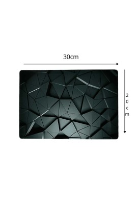 Teomi Collection Kithcen Mutfak Cam Kesim Tablası 2 Adet Siyah Üçgen Desenli - Thumbnail