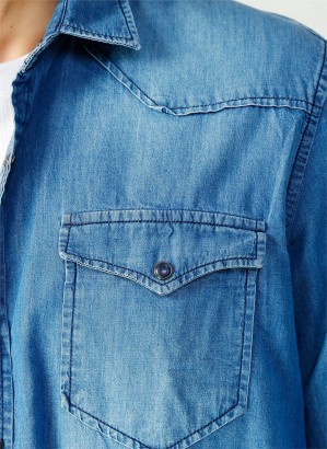 Twister Jeans EG 1704-05 DENIM GÖMLEK Erkek Denim Gömlek - Thumbnail
