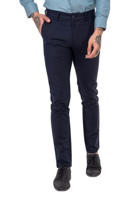 Wemsey koyu Lacivert Slimfit Likralı Kanvas Pamuk Erkek Pantolon - Thumbnail