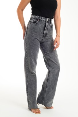 ZDN 9144 Yüksel Bel Geniş Paça Düz Model Kadın Kot Pantolon - Thumbnail
