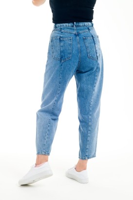 ZDN 9153 Ortadan Dikişli Mom Jeans Model Kadın Kot Pantolon - Thumbnail