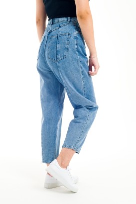 ZDN 9153 Ortadan Dikişli Mom Jeans Model Kadın Kot Pantolon - Thumbnail
