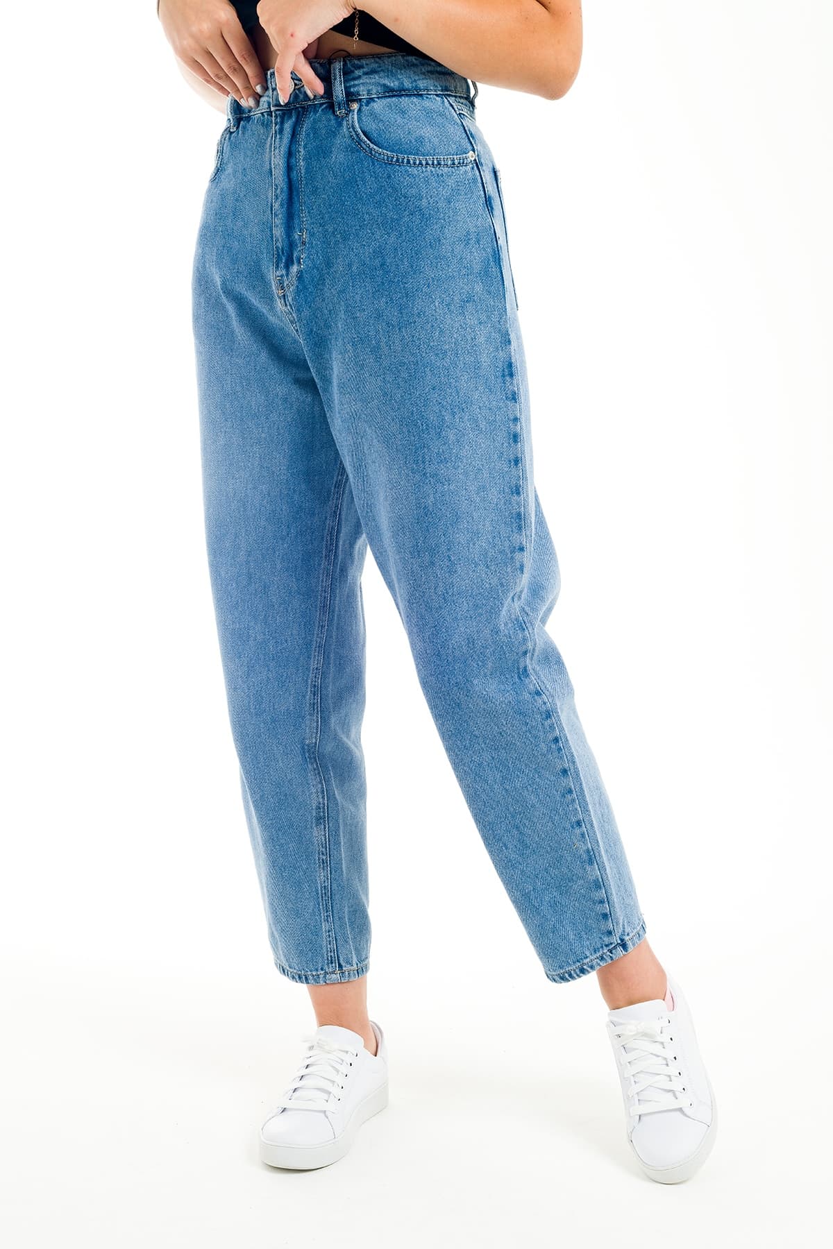 ZDN 9153 Ortadan Dikişli Mom Jeans Model Kadın Kot Pantolon