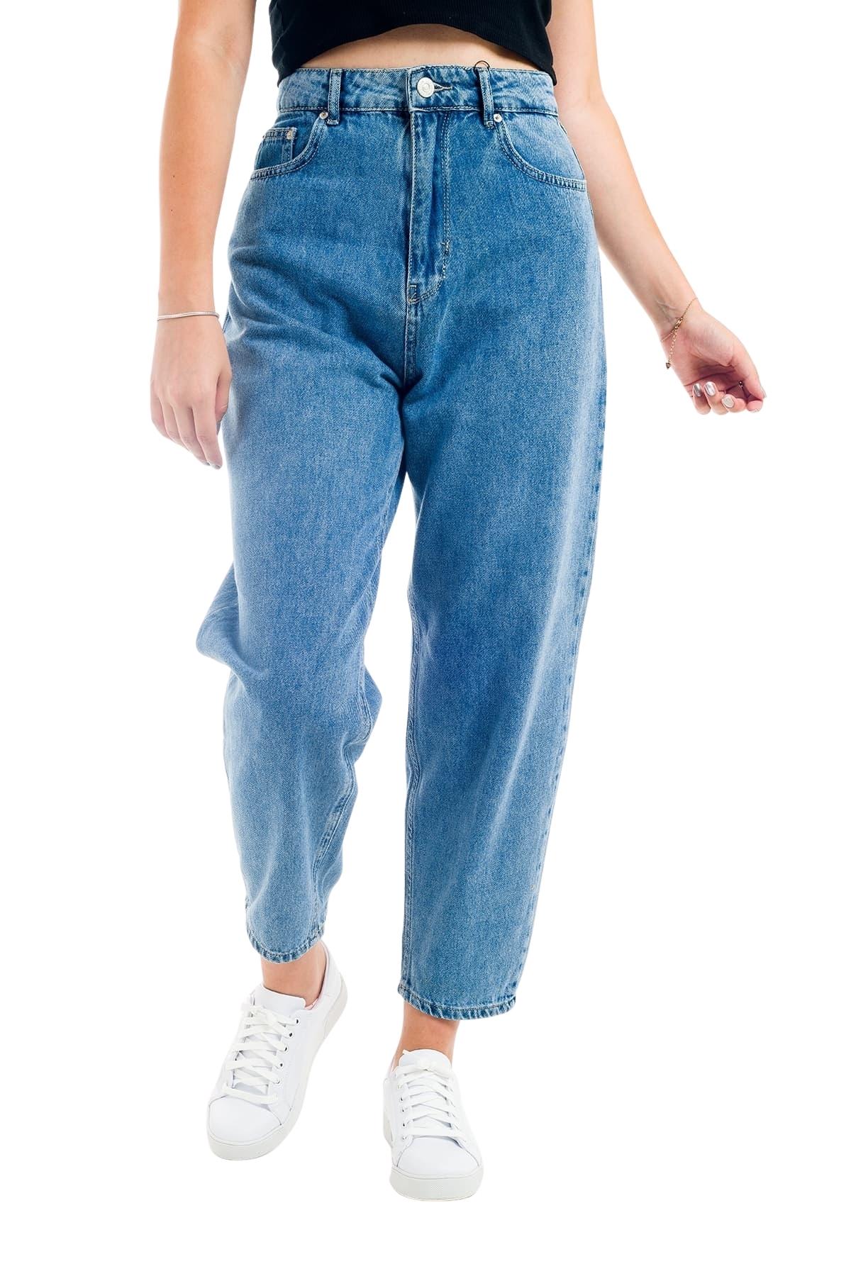 ZDN 9153 Ortadan Dikişli Mom Jeans Model Kadın Kot Pantolon
