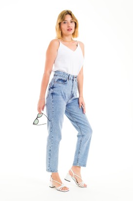 ZDN 9194 Mom Jeans Düz Model Kadın Kot Pantolon - Thumbnail