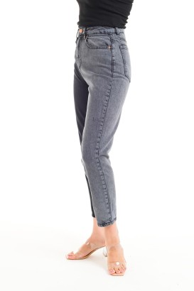 ZDN 9218 Çift Renkli Mom Jeans Kadın Kot Pantolon - Thumbnail