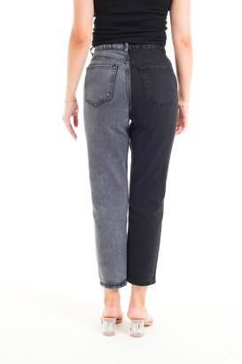 ZDN 9218 Çift Renkli Mom Jeans Kadın Kot Pantolon - Thumbnail