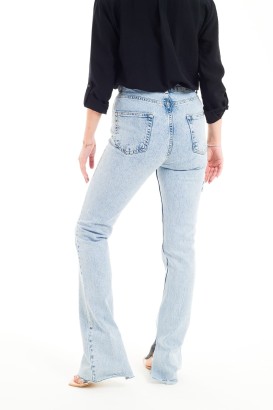 ZDN 9236 Yırtmaç Paçalı Düz Model Kadın Kot Pantolon - Thumbnail