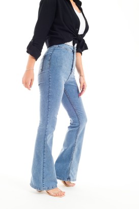 ZDN 9267 İspanyol Paça Düz Model Kadın Kot Pantolon - Thumbnail